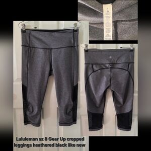 Lululemon sz 8 Like New "Gear Up"  cropped leggings Heathered Black